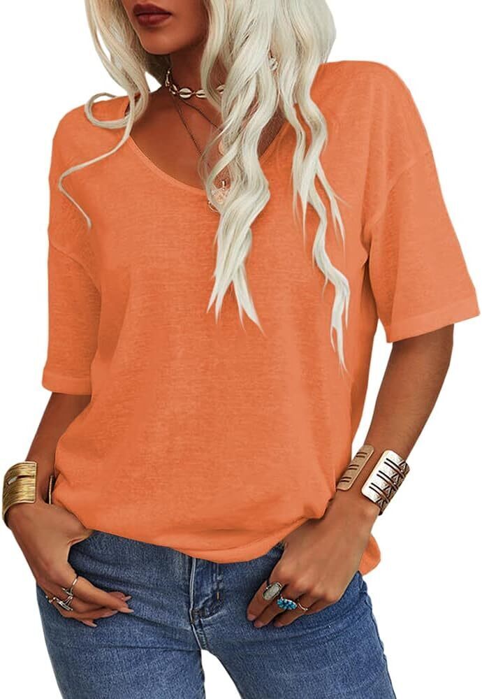 5 Colors Solid Short Sleeve V Neck Tee