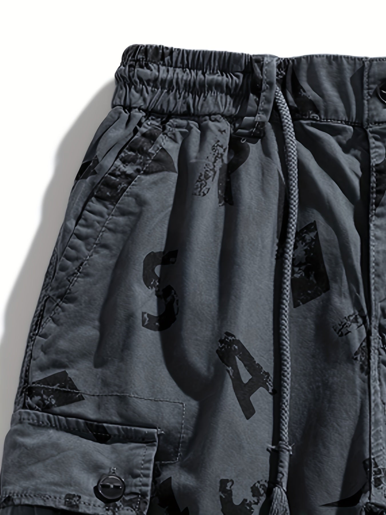 5 Pieces Casual Cotton Letter Print Side Pockets Elastic Waist Drawstring Cargo Shorts💖Buy two packs for free shipping💖