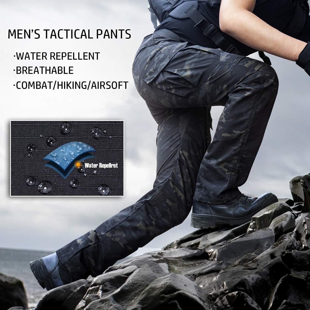 (7 Pants) Men's Outdoor Tactical Pants Rip Stop Lightweight Waterproof Military Combat