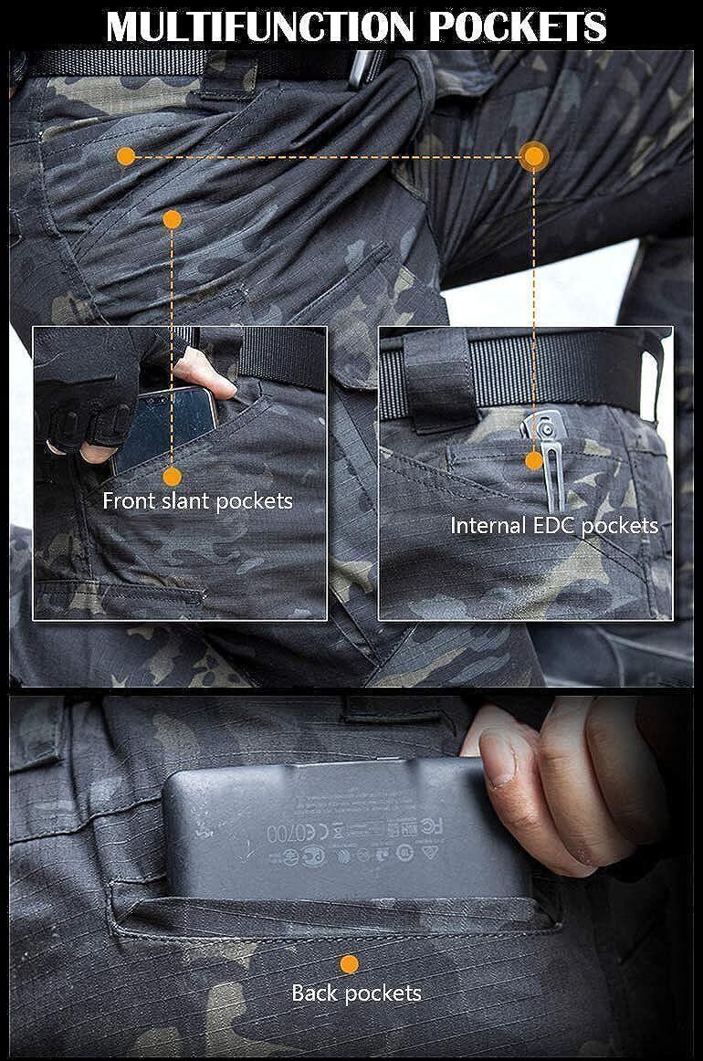 (7 Pants) Men's Outdoor Tactical Pants Rip Stop Lightweight Waterproof Military Combat