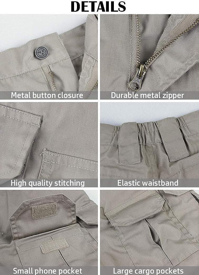 (7 Pants) Men's Outdoor Tactical Pants Rip Stop Lightweight Waterproof Military Combat