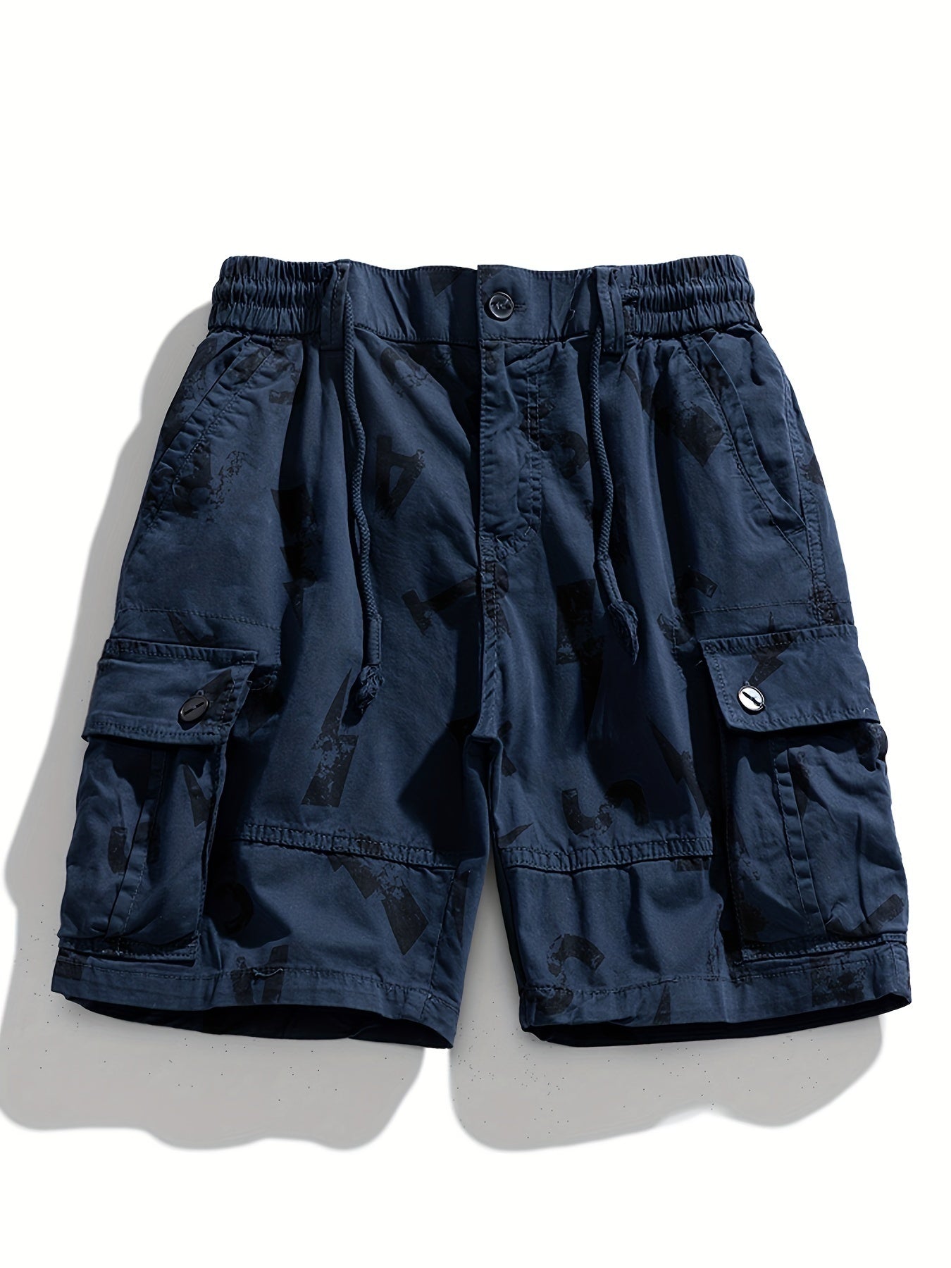 5 Pieces Casual Cotton Letter Print Side Pockets Elastic Waist Drawstring Cargo Shorts💖Buy two packs for free shipping💖