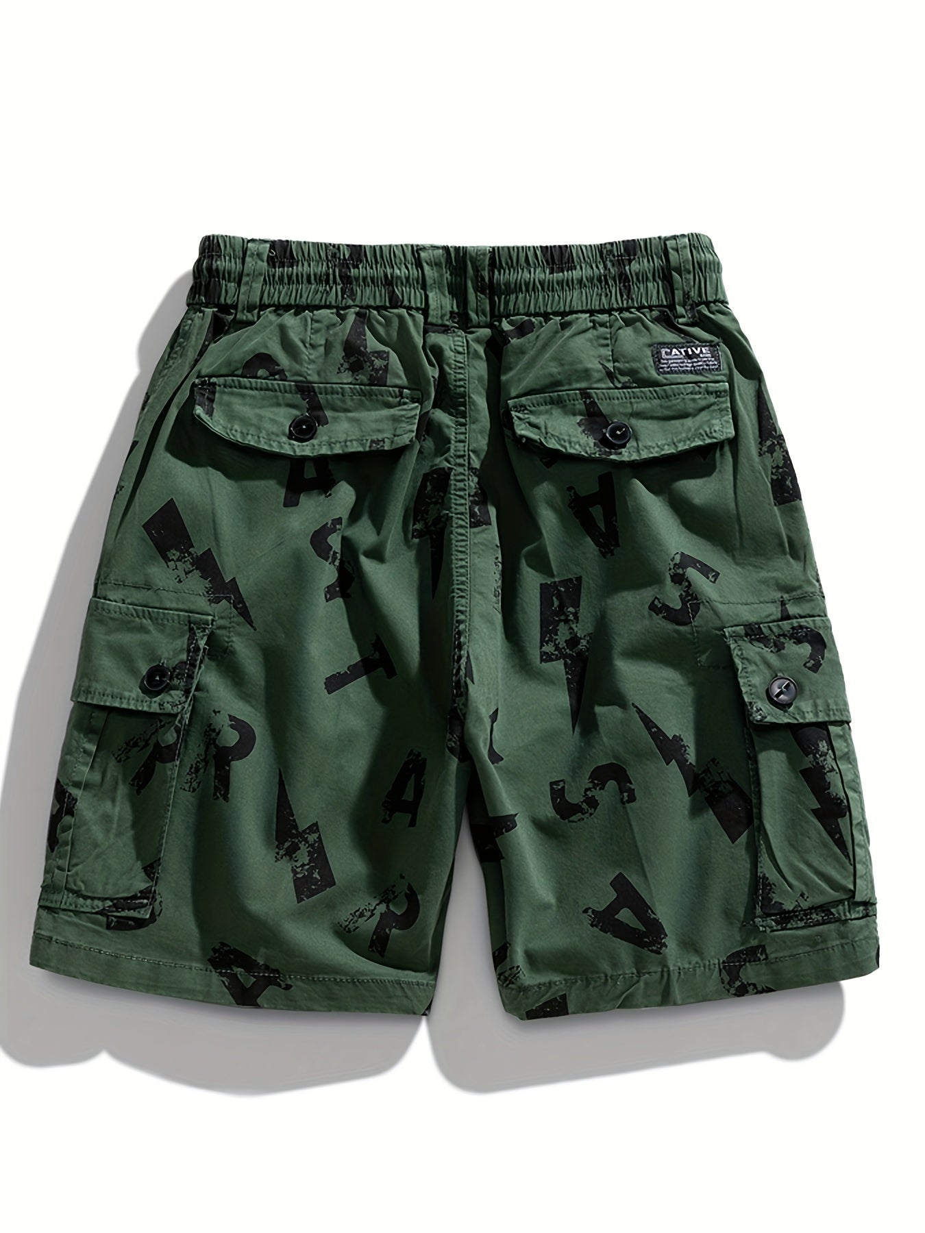5 Pieces Casual Cotton Letter Print Side Pockets Elastic Waist Drawstring Cargo Shorts💖Buy two packs for free shipping💖
