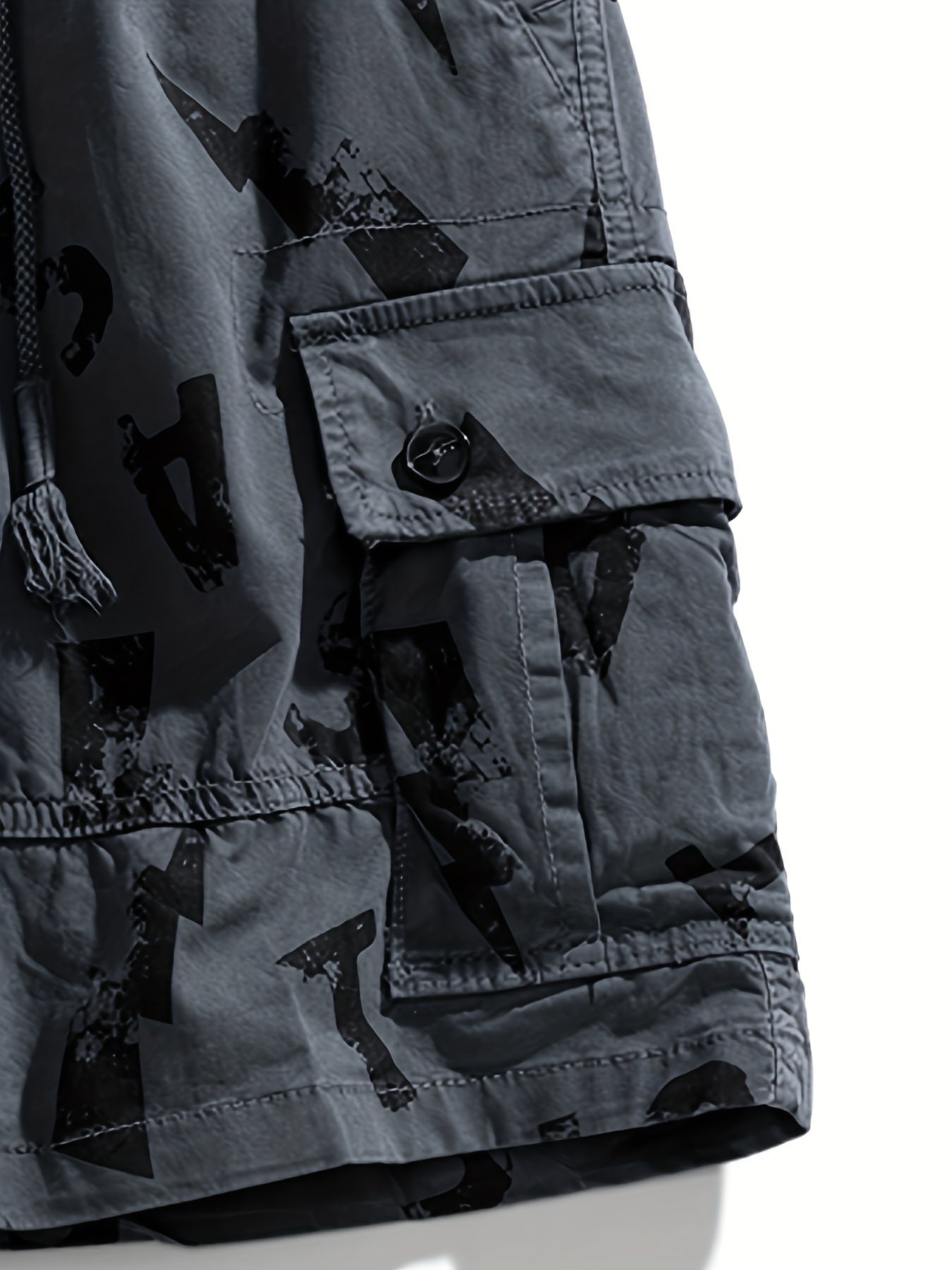5 Pieces Casual Cotton Letter Print Side Pockets Elastic Waist Drawstring Cargo Shorts💖Buy two packs for free shipping💖