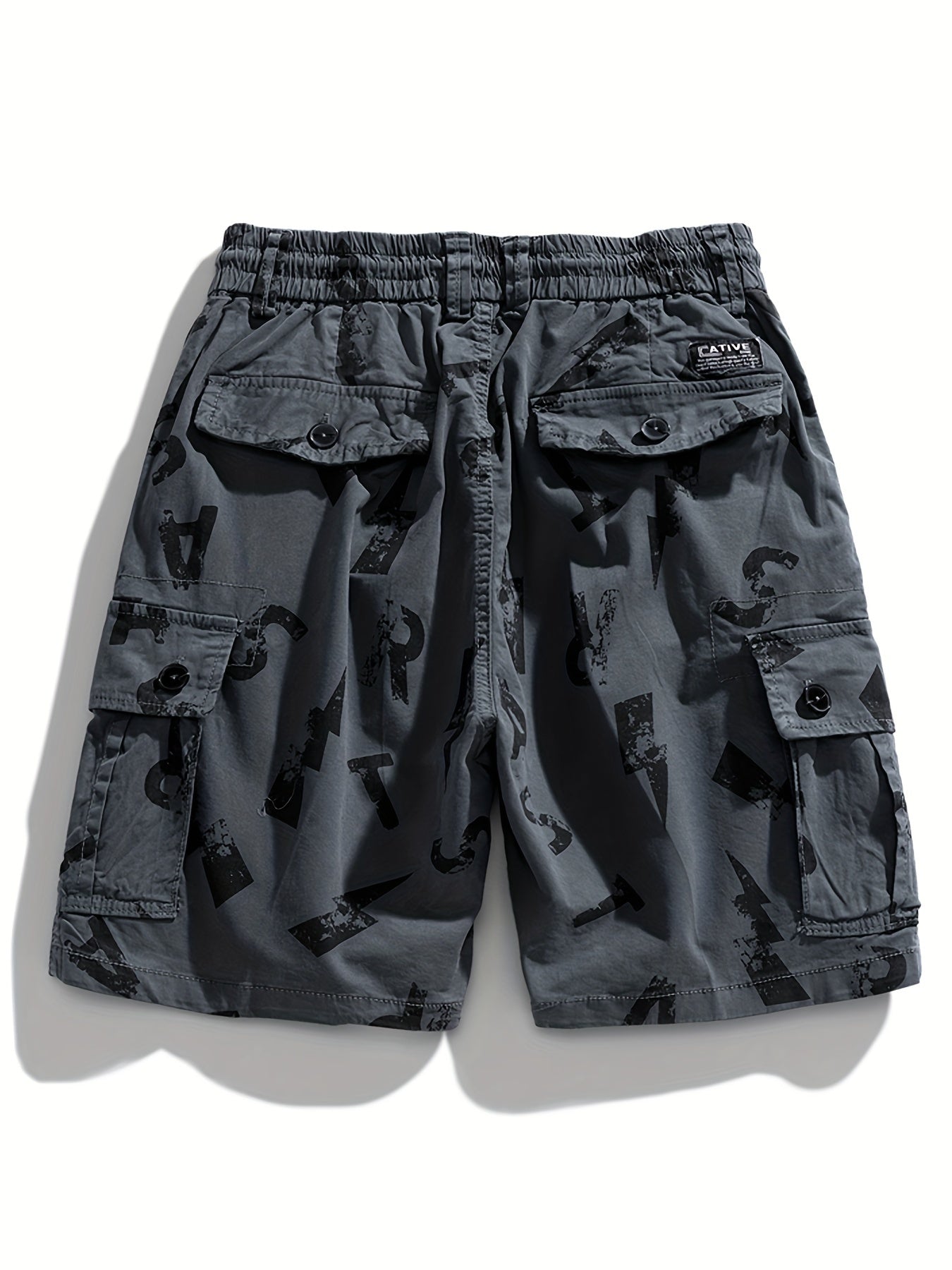 5 Pieces Casual Cotton Letter Print Side Pockets Elastic Waist Drawstring Cargo Shorts💖Buy two packs for free shipping💖