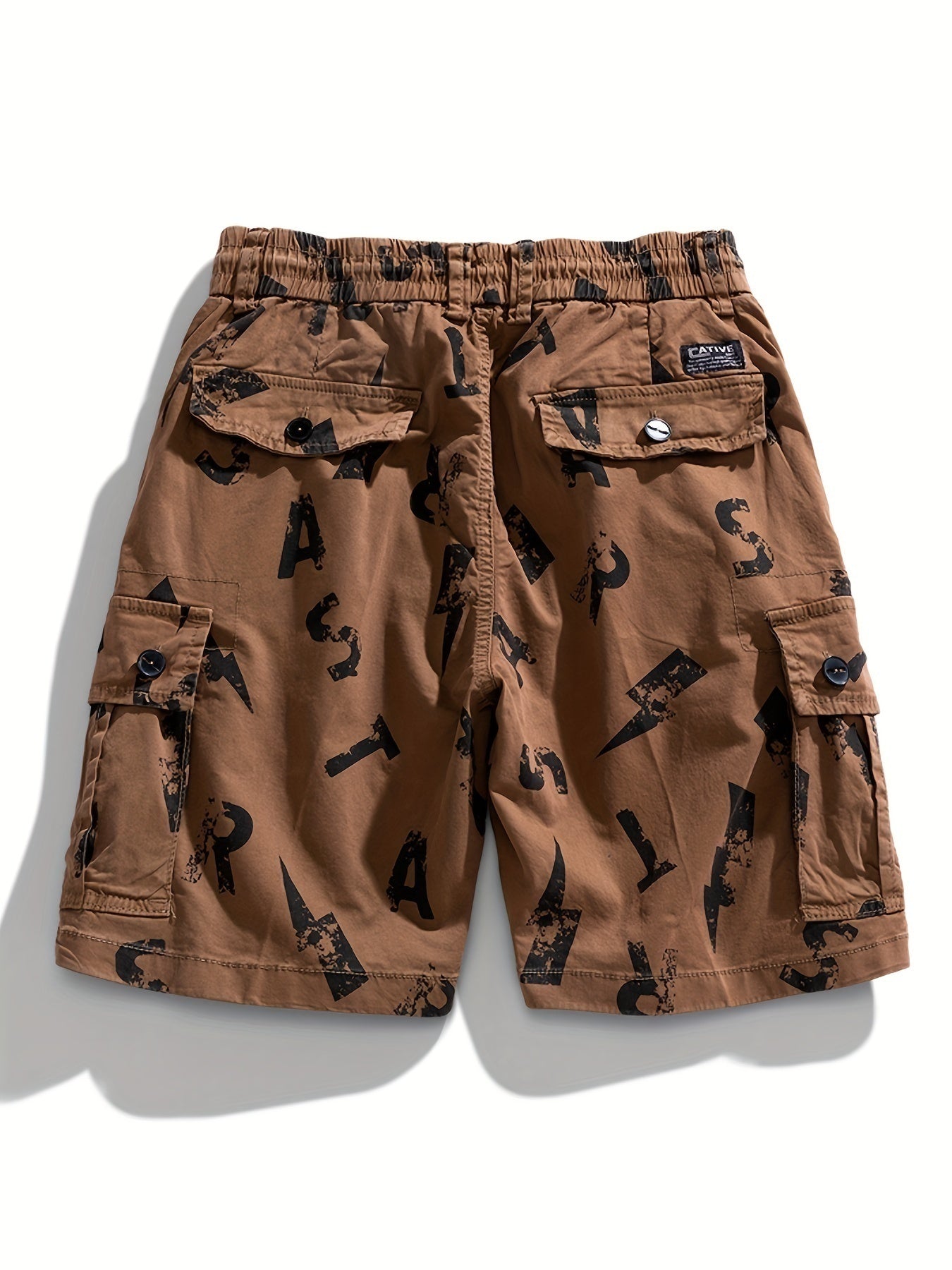 5 Pieces Casual Cotton Letter Print Side Pockets Elastic Waist Drawstring Cargo Shorts💖Buy two packs for free shipping💖