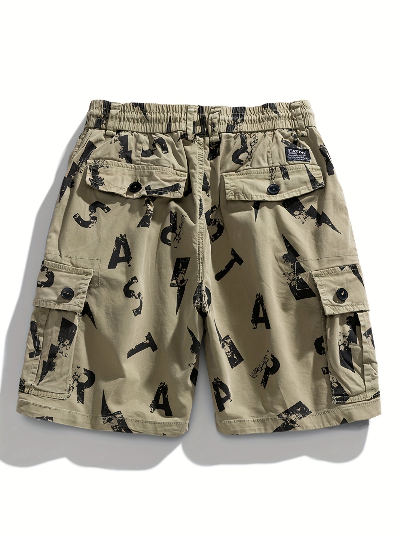 5 Pieces Casual Cotton Letter Print Side Pockets Elastic Waist Drawstring Cargo Shorts💖Buy two packs for free shipping💖