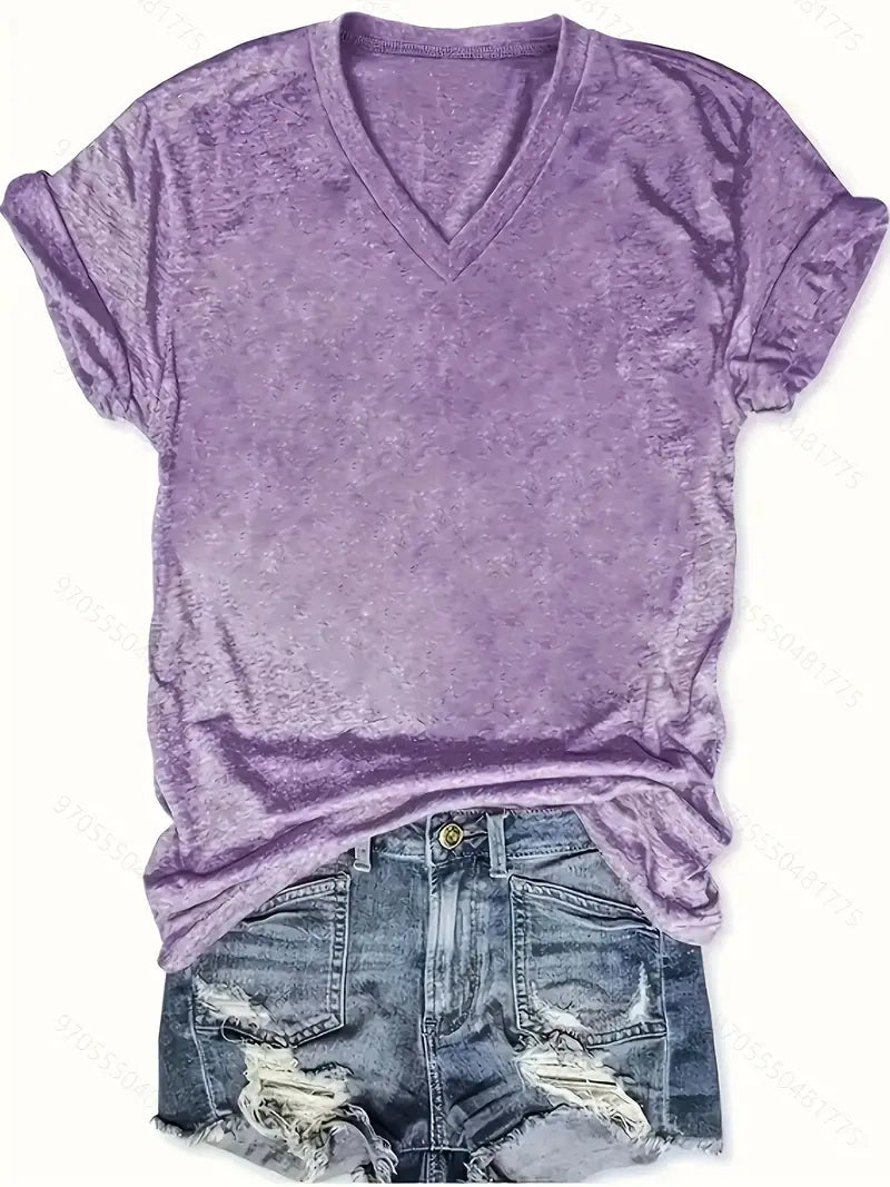 5 Colors Solid Short Sleeve V Neck Tee