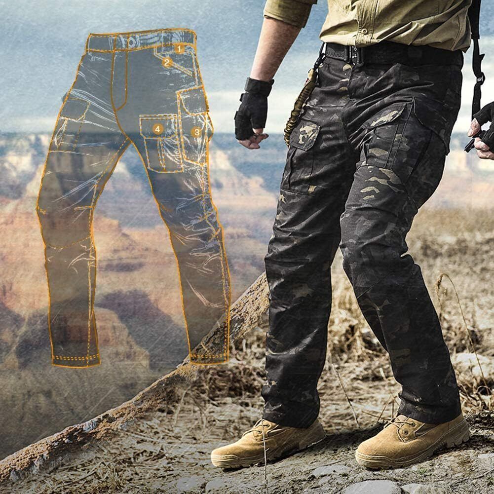 (7 Pants) Men's Outdoor Tactical Pants Rip Stop Lightweight Waterproof Military Combat