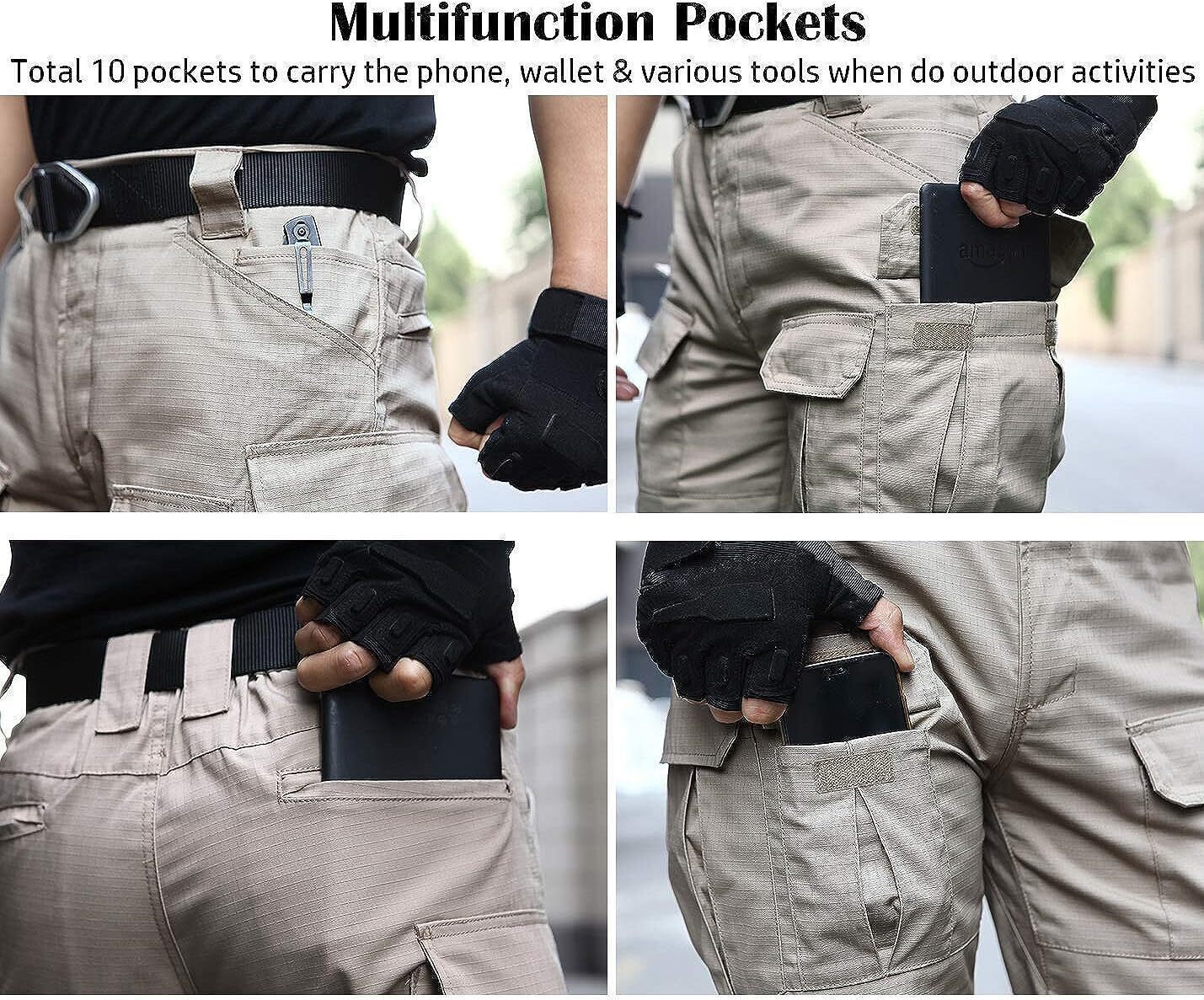 (7 Pants) Men's Outdoor Tactical Pants Rip Stop Lightweight Waterproof Military Combat